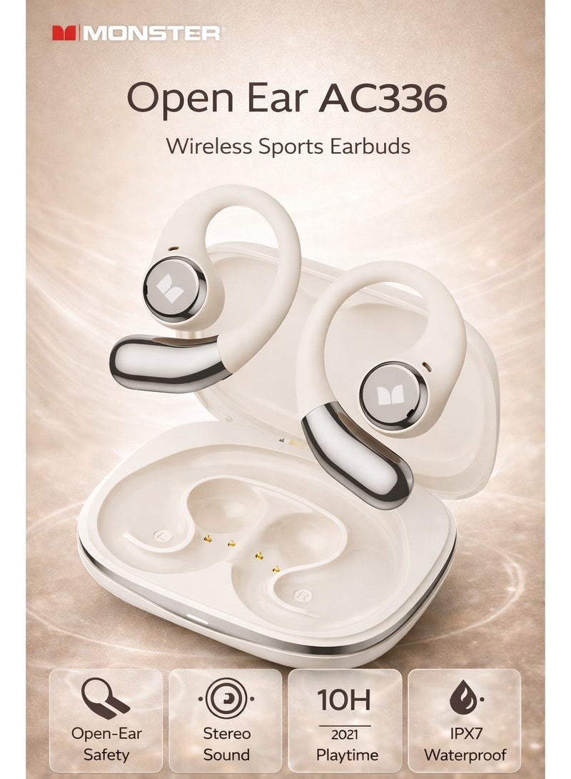 Monster Open Ear AC336 Wireless Earbuds | Bluetooth 5.3, Open-Ear Design, Stereo Sound, 10H Playtime, IPX7 Waterproof, Secure Ear Hooks for Sports & Outdoor Use - Image 1